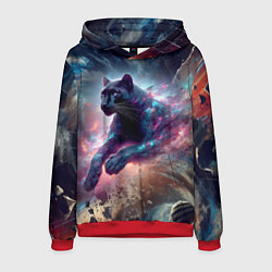 Толстовка-худи мужская Космическая пантера - нейросеть, цвет: 3D-красный