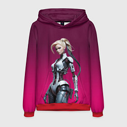 Толстовка-худи мужская Beauty cyber Barbie - ai art fantasy, цвет: 3D-красный