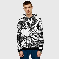 Толстовка-худи мужская Абстрактная черно-белая, цвет: 3D-черный — фото 2
