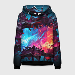 Толстовка-худи мужская Абстрактные краски во взрыве, цвет: 3D-черный