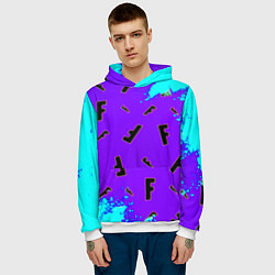 Толстовка-худи мужская Fortnite neon steel colors epic, цвет: 3D-белый — фото 2