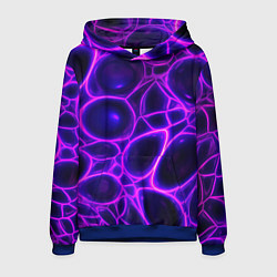 Толстовка-худи мужская Фиолетовы неоновые соты, цвет: 3D-синий