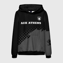 Толстовка-худи мужская AEK Athens sport на темном фоне посередине, цвет: 3D-черный