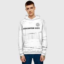 Толстовка-худи мужская Leicester City sport на светлом фоне посередине, цвет: 3D-белый — фото 2