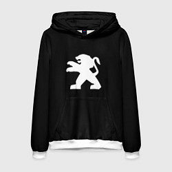 Толстовка-худи мужская Peugeot logo, цвет: 3D-белый