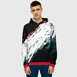Толстовка-худи мужская Glitch effect, цвет: 3D-красный — фото 2