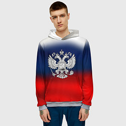 Толстовка-худи мужская Россия герб краски, цвет: 3D-меланж — фото 2