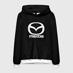 Толстовка-худи мужская Mazda logo white, цвет: 3D-белый