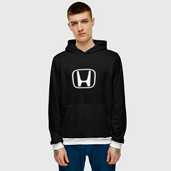 Толстовка-худи мужская Honda white logo, цвет: 3D-белый — фото 2