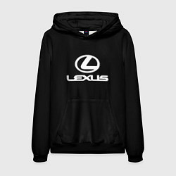 Толстовка-худи мужская Lexus white logo, цвет: 3D-черный