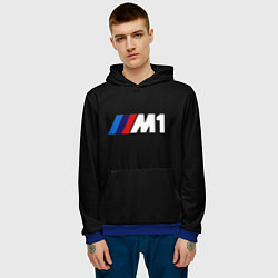 Толстовка-худи мужская BMW m1 logo, цвет: 3D-синий — фото 2