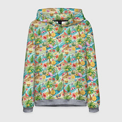 Толстовка-худи мужская Летнее настроение паттерн, цвет: 3D-меланж