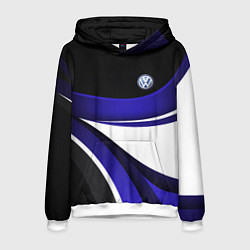 Толстовка-худи мужская Фольцваген - синяя волна, цвет: 3D-белый