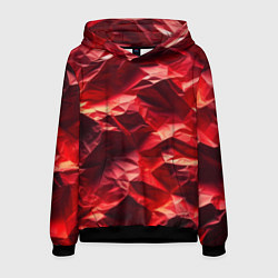 Толстовка-худи мужская Эффект текстуры мятой красной бумаги, цвет: 3D-черный
