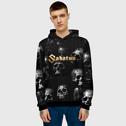 Толстовка-худи мужская Sabaton - logo rock group, цвет: 3D-черный — фото 2