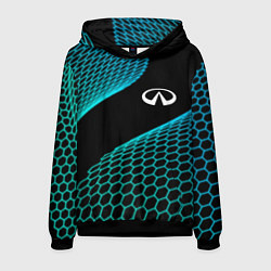 Толстовка-худи мужская Infiniti electro hexagon, цвет: 3D-черный