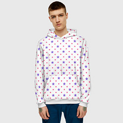 Толстовка-худи мужская Красивый узор звезды, цвет: 3D-белый — фото 2