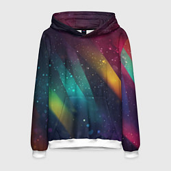 Толстовка-худи мужская Неоновые цветные полосы, цвет: 3D-белый