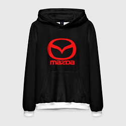 Толстовка-худи мужская Mazda red logo, цвет: 3D-белый