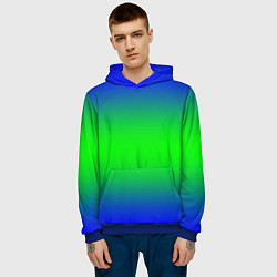Толстовка-худи мужская Зелёный градиент текстура, цвет: 3D-синий — фото 2