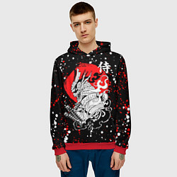 Толстовка-худи мужская Самурай в маске Хання, цвет: 3D-красный — фото 2
