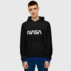 Толстовка-худи мужская Nasa white logo, цвет: 3D-синий — фото 2