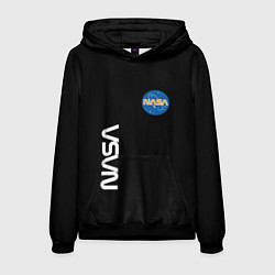 Толстовка-худи мужская NASA logo usa space, цвет: 3D-черный