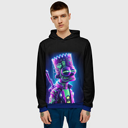 Толстовка-худи мужская Bart Simpson cyber ninja - neon glow, цвет: 3D-синий — фото 2