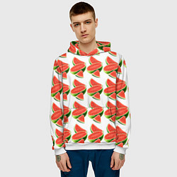 Толстовка-худи мужская Разрезанный арбуз, цвет: 3D-белый — фото 2