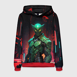 Толстовка-худи мужская Зелёный боевой киборг, цвет: 3D-красный