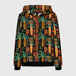 Толстовка-худи мужская Африканские узоры ананас, цвет: 3D-черный