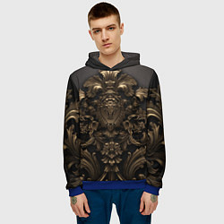 Толстовка-худи мужская Золотистая корона и узоры, цвет: 3D-синий — фото 2