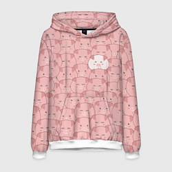 Толстовка-худи мужская Свинки паттерн, цвет: 3D-белый