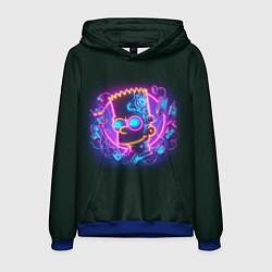 Толстовка-худи мужская Neon Bart Simpson - cyberpunk fantasy, цвет: 3D-синий