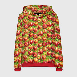 Толстовка-худи мужская Румяные яблоки паттерн, цвет: 3D-красный