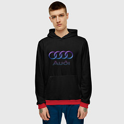 Толстовка-худи мужская Audi neon logo, цвет: 3D-красный — фото 2