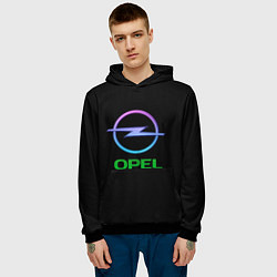 Толстовка-худи мужская Opel auto neon, цвет: 3D-черный — фото 2