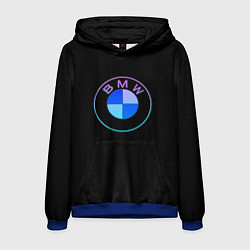 Толстовка-худи мужская BMW neon logo, цвет: 3D-синий