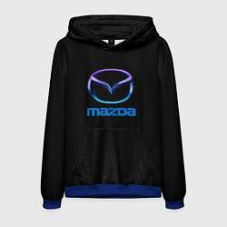 Толстовка-худи мужская Mazda neon logo, цвет: 3D-синий