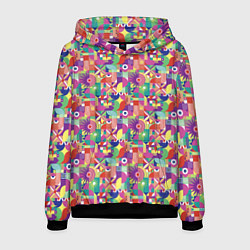 Толстовка-худи мужская Звезды и другие геометрические фигуры, цвет: 3D-черный