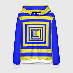 Толстовка-худи мужская Квадраты уходящие в даль, цвет: 3D-белый