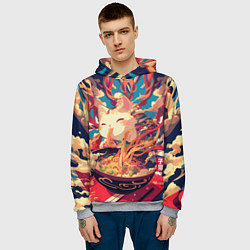 Толстовка-худи мужская Cat and ramen, цвет: 3D-меланж — фото 2