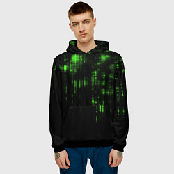 Толстовка-худи мужская Геометрический эффект матрицы, цвет: 3D-черный — фото 2