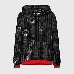 Толстовка-худи мужская Чёрная оптическая иллюзия из точек, цвет: 3D-красный