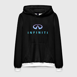 Толстовка-худи мужская Infiniti logo neon, цвет: 3D-белый