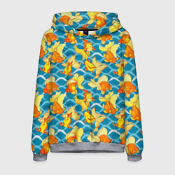 Толстовка-худи мужская Разноцветные золотые рыбки, цвет: 3D-меланж