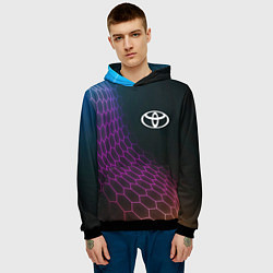 Толстовка-худи мужская Toyota neon hexagon, цвет: 3D-черный — фото 2