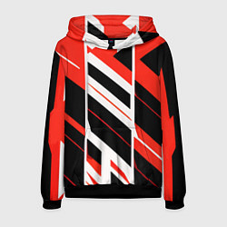 Толстовка-худи мужская Black and red stripes on a white background, цвет: 3D-черный