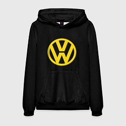 Толстовка-худи мужская Volkswagen logo yellow, цвет: 3D-черный
