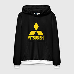 Толстовка-худи мужская Mitsubishi logo yelow, цвет: 3D-белый